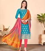 Sky-blue zari banarasi salwar