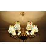 Indian Mosaic Glass Multicolor 8 Lights Chandelier Pendant Ceiling Hanging Lighting Lamp