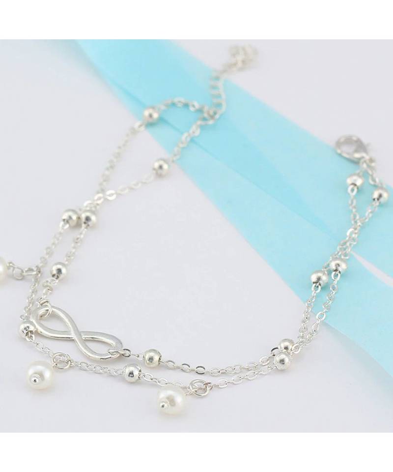 Silver Infinity Gisa Layered Anklet