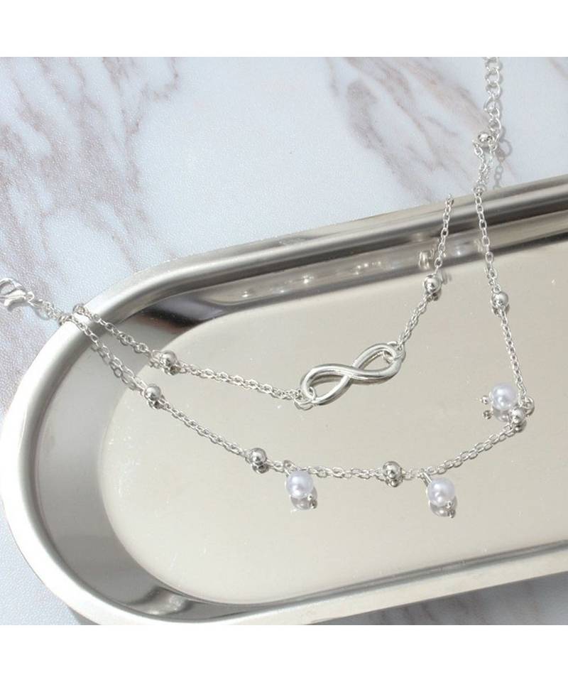 Silver Infinity Gisa Layered Anklet