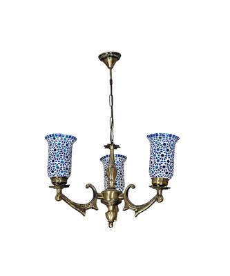 Orange Color Mosaic Glass 3 Light Chandelier Hanging Pendant Light Lamp for Home Living Room Outdoor Hotel Office 1