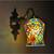 Indian Mosaic Glass Elephant Design Metal Brass Polish Finish Down Light Indoor Outdoor Wall Sconce
