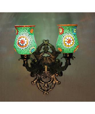 Indian Mosaic Glass Wall Decorations Wall Light Fixture with Metal Fitting Sconces 1
