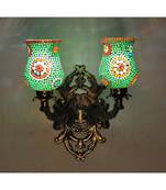 Indian Mosaic Glass Wall Decorations Wall Light Fixture with Metal Fitting Sconces