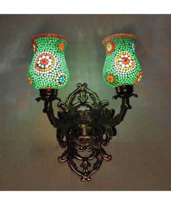 Indian Mosaic Glass Wall Decorations Wall Light Fixture with Metal Fitting Sconces 2