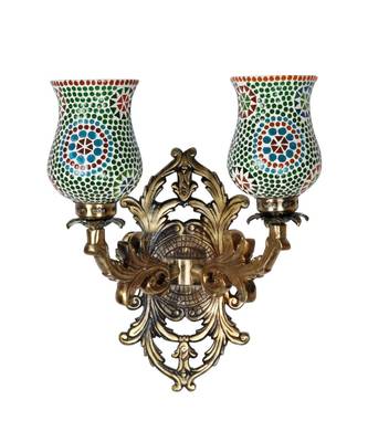 Indian Mosaic Glass Wall Decorations Wall Light Fixture with Metal Fitting Sconces 3