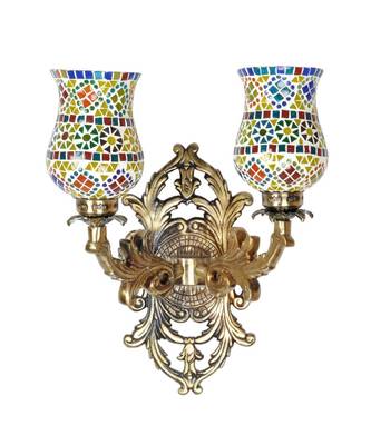Designer Mosaic Glass Metal Fitting 2 Wall Light Sconces Best for Dining/Living Room Decorative 3