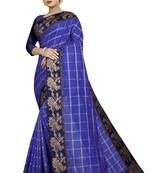 Blue woven fancy fabric saree with blouse