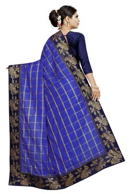 Blue woven fancy fabric saree with blouse 4