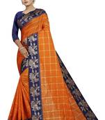 Orange woven fancy fabric saree with blouse