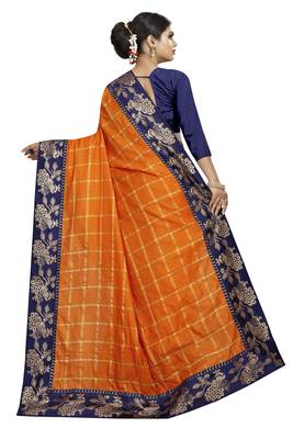 Orange woven fancy fabric saree with blouse 4