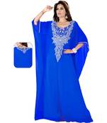 Royal Blue Embroidered Faux Georgette Farasha