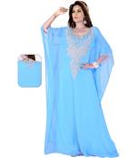 Sky Blue Embroidered Faux Georgette Farasha