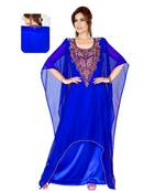 Royal Blue Embroidered Faux Georgette Farasha