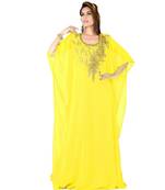 Yellow Embroidered Faux Georgette Farasha