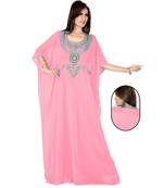 Soft Pink Embroidered Faux Georgette Farasha
