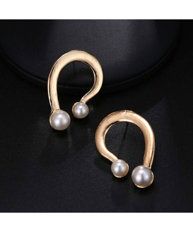 Designer Golden Pearl Drop Earrings
