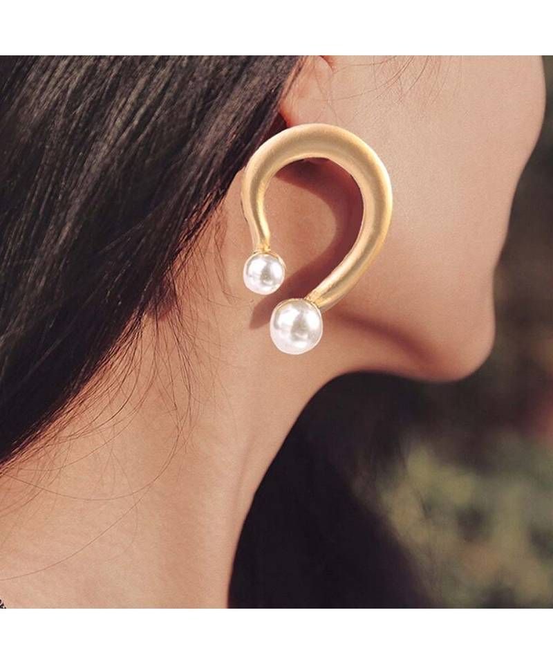 Designer Golden Pearl Drop Earrings
