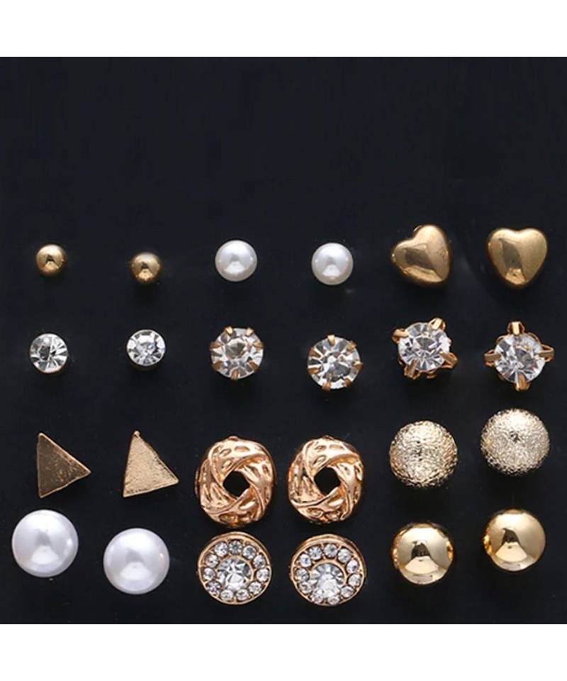 Amora 12 Pair Designer Stud Earrings Set