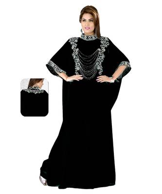 Black Embroidered Faux Georgette Farasha 1