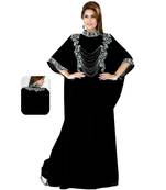 Black Embroidered Faux Georgette Farasha