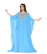 Sky Blue Embroidered Faux Georgette Farasha