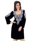 Black Embroidered Faux Georgette Kurti