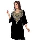 Black Embroidered Faux Georgette Kurti