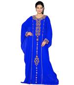Royal Blue Embroidered Faux Georgette Farasha
