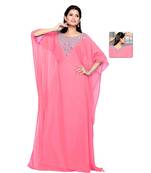 Soft Pink Embroidered Faux Georgette Farasha