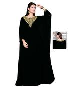 Black Embroidered Faux Georgette Farasha