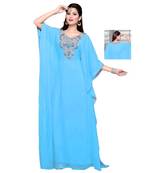 Sky Blue Embroidered Faux Georgette Farasha