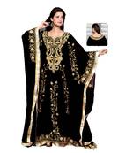 Black Embroidered Faux Georgette Farasha