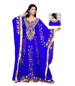 Royal Blue Embroidered Faux Georgette Farasha