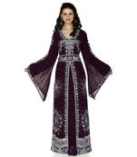 Purple Embroidered Faux Georgette Islamic Kaftan