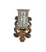 Multicolor Mosaic Glass Retro Light Wall Decor Lamp with Designer Brass Polish Finish Metal Fitting