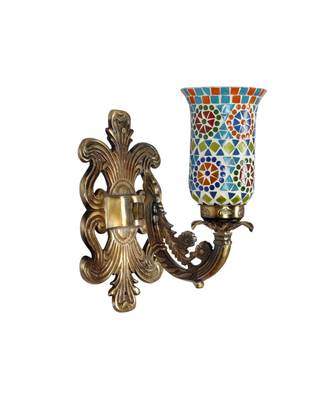 Multicolor Mosaic Glass Retro Light Wall Decor Lamp with Designer Brass Polish Finish Metal Fitting 2