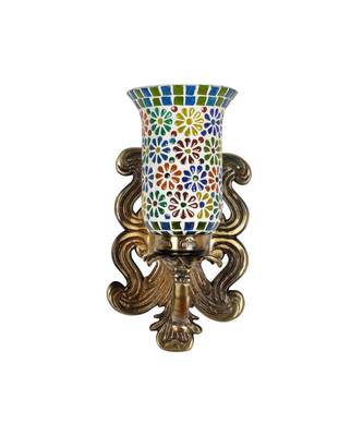 Wall Decor Green Mosaic Glass Designer Metal Brass Polish Finish Fitting Indoor Outdoor Home Wall Sconce 1
