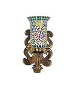 Wall Decor Green Mosaic Glass Designer Metal Brass Polish Finish Fitting Indoor Outdoor Home Wall Sconce