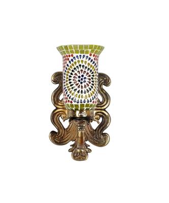 Indian Decorative Up Light White Mosaic Glass Metal Fitting Wall Sconces Lamp 1