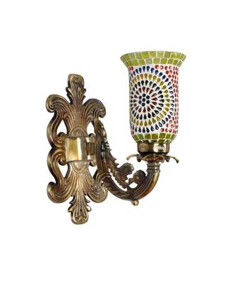 Indian Decorative Up Light White Mosaic Glass Metal Fitting Wall Sconces Lamp 2