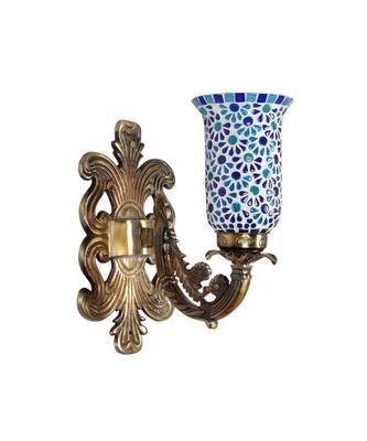 Orange Mosaic Glass Up Light Lamp with Metal Fitting Wall Decoration for Home Office Hallway Outdoor Indoor 2
