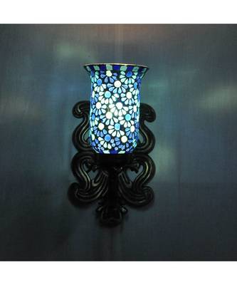 Orange Mosaic Glass Up Light Lamp with Metal Fitting Wall Decoration for Home Office Hallway Outdoor Indoor 3