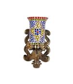 Blue Mosaic Glass Brass Polish Finish Wall Fitting Up Light Home Wall Decor