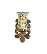 Elegant Mosaic Glass Light Lamp Sconces with Designer Wall Decorations Metal Brass Polish Finish Fitting