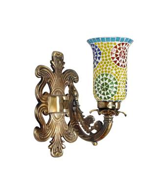 Elegant Mosaic Glass Light Lamp Sconces with Designer Wall Decorations Metal Brass Polish Finish Fitting 2