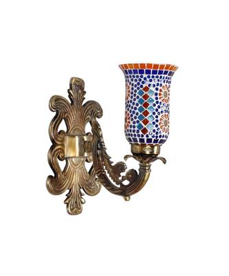 Designer Metal Fitting Blue Mosaic Glass Wall Up Light Lamp Fixture Decorative 2