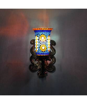 Designer Metal Fitting Blue Mosaic Glass Wall Up Light Lamp Fixture Decorative 3