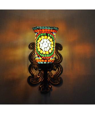 Designer Metal Fitting Indian Mosaic Glass Wall Up Light Lamp Decor 3