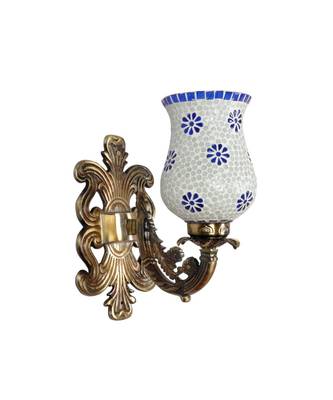 Indian Mosaic Glass Metal Fitting Wall Up Light Lamp for Home/Hotel/Corridor Decorate 2